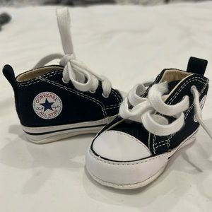 Infant black converse crib shoes